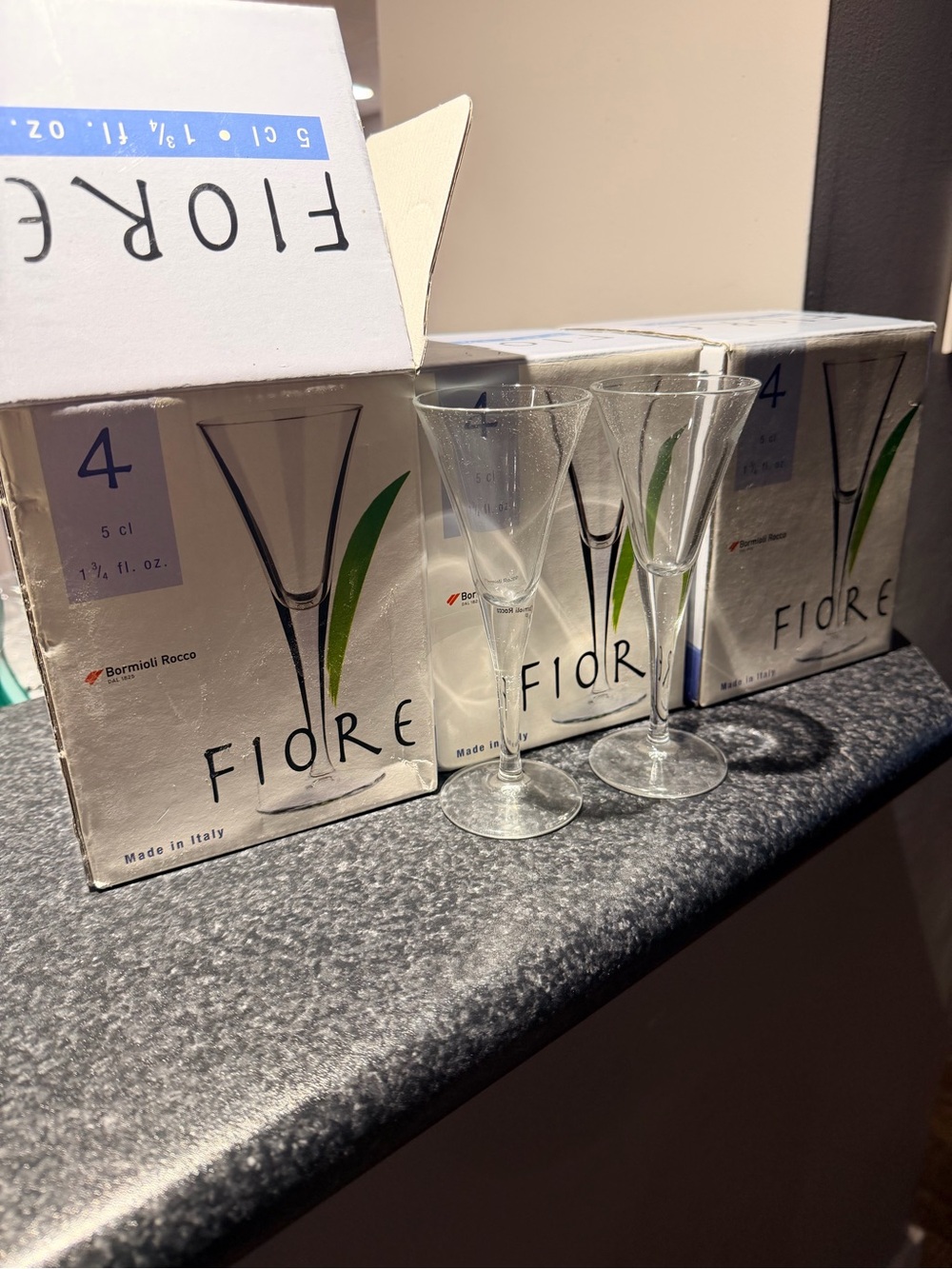 Fiore Clear Glass Cordial / Liqueur Glasses - Set of 4 x3 (12 glasses)
